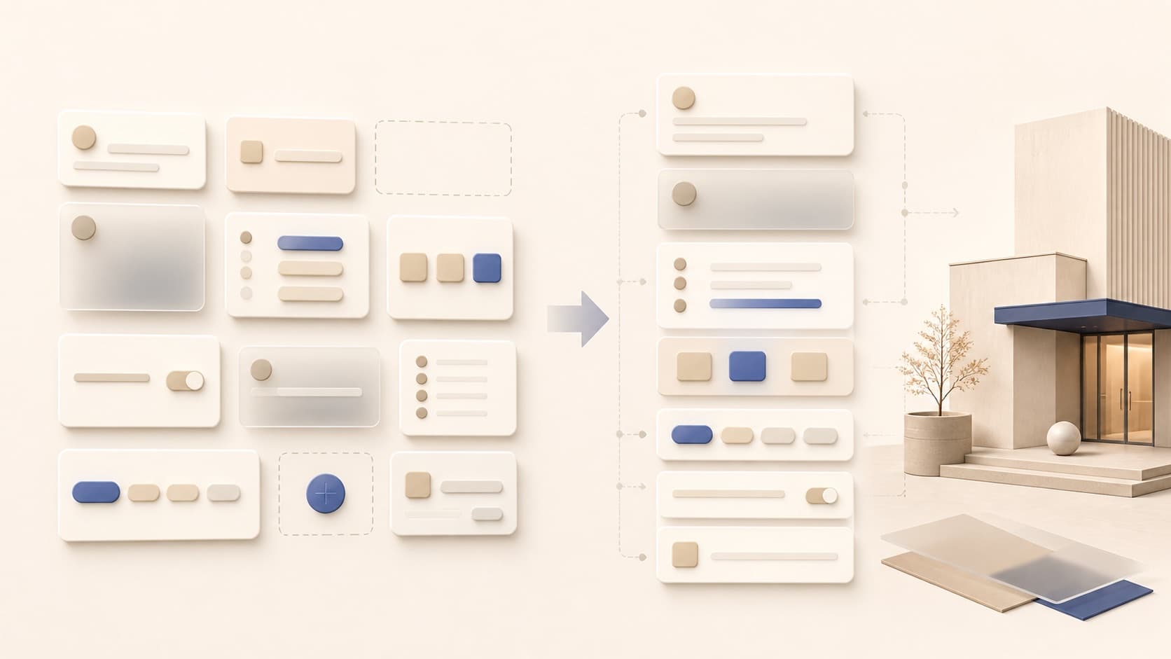 Modular blank visitor form cards arranged for a building-specific workflow